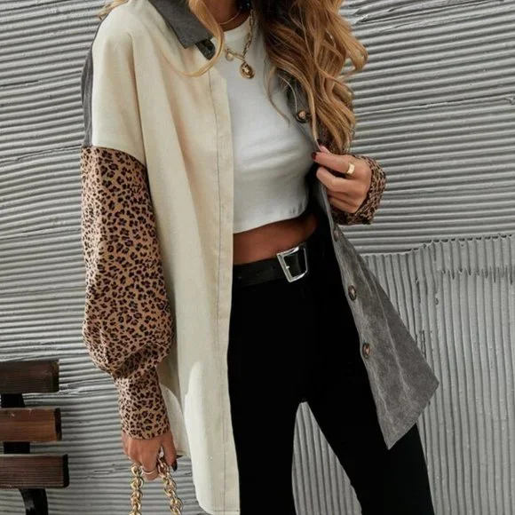 Multi Color & Print Contemporary Cut & Sew Leopard - Picture 3 of 5